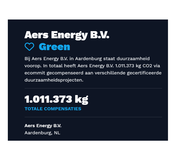 De AERS Groep compenseert meer dan 1 miljoen kg CO2 equivalenten
